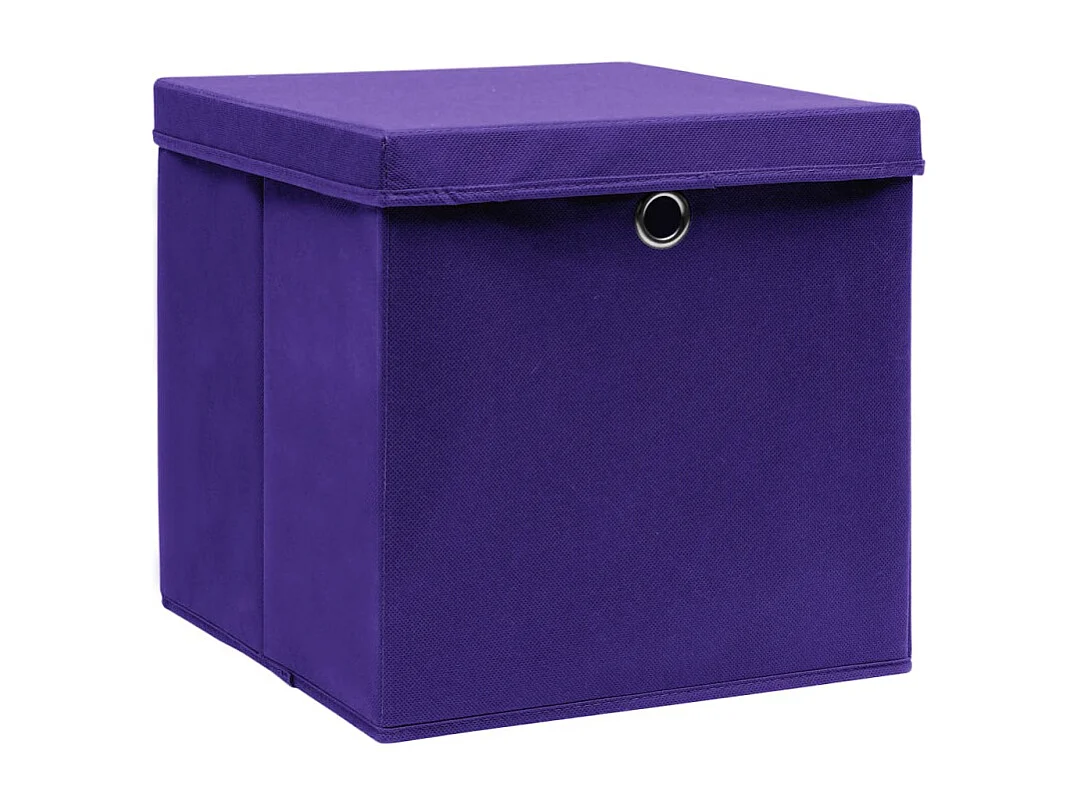 Boîtes de rangement et couvercles 10pcs Violet 32x32x32cm Tissu