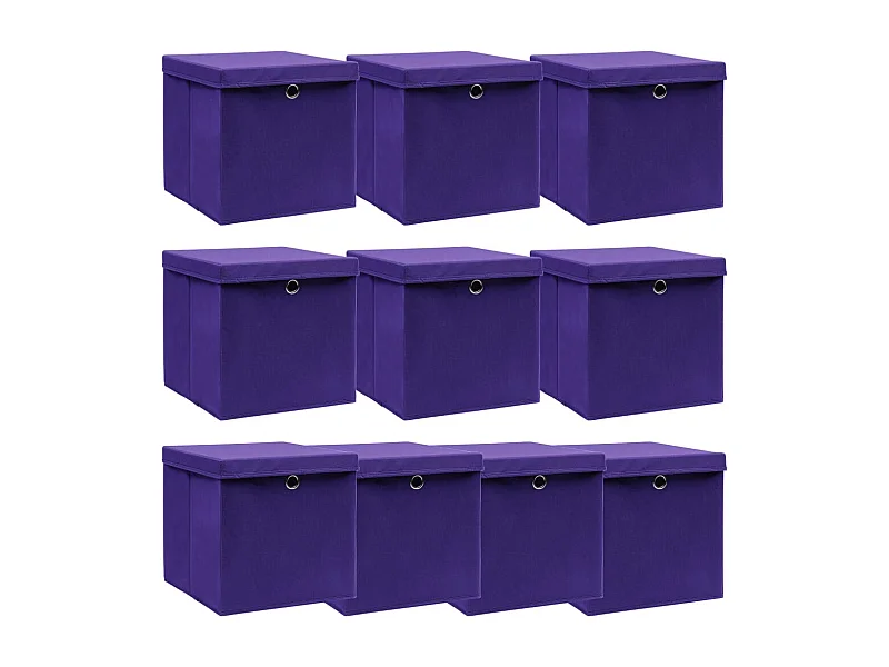 Aufbewahrungsboxen mit Deckeln 10 Stk. Lila 32x32x32 cm Stoff