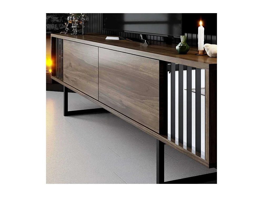 Meuble TV en aggloméré et métal Chrome Line