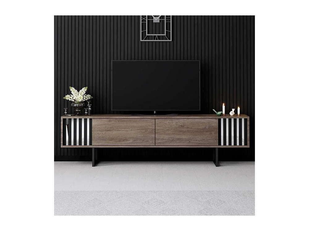 Meuble TV en aggloméré et métal Chrome Line