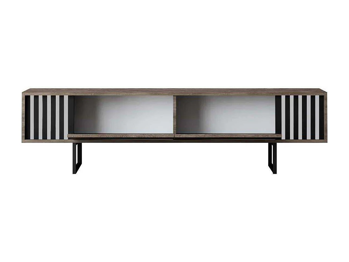 Mueble de TV – 180 cm x 30 cm x 48 cm – Nogal y Negro – MDF
