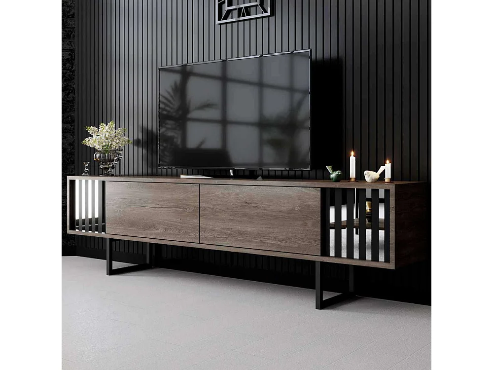 TV-Ständer – 180 cm x 30 cm x 48 cm – Walnuss und Schwarz – MDF