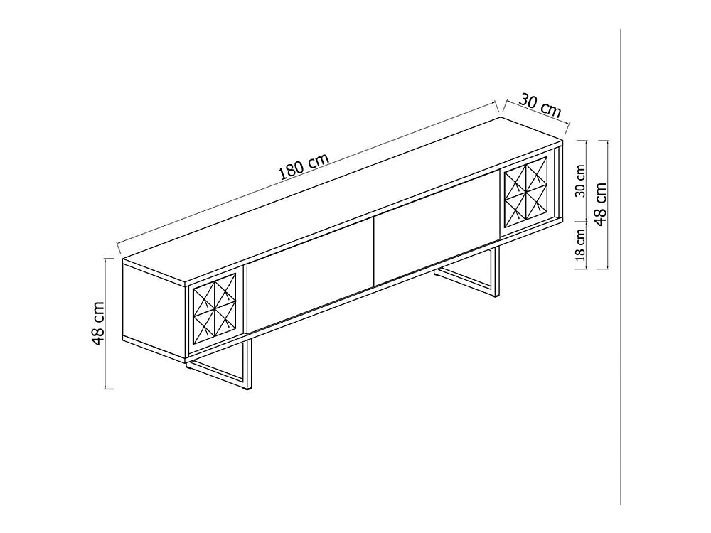 TV-Ständer – 180 cm x 30 cm x 48 cm – Walnuss und Schwarz – MDF