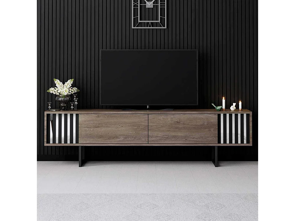 TV-Ständer – 180 cm x 30 cm x 48 cm – Walnuss und Schwarz – MDF