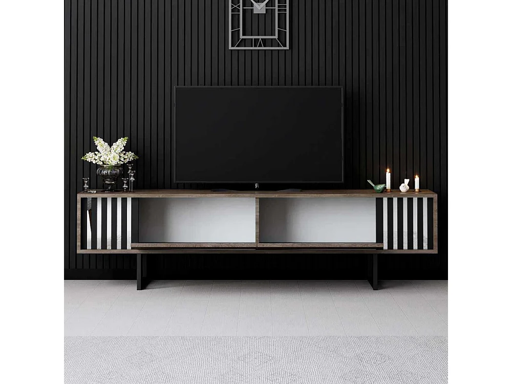 TV-Ständer – 180 cm x 30 cm x 48 cm – Walnuss und Schwarz – MDF