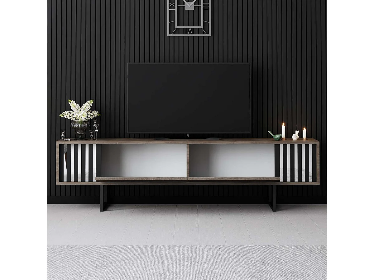 TV-Ständer – 180 cm x 30 cm x 48 cm – Walnuss und Schwarz – MDF