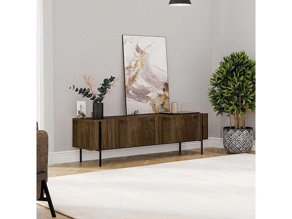 Mueble de TV en nogal – 160 cm – 18 mm – tablero de partículas revestido de melamina