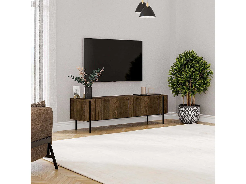 Mueble de TV en nogal – 160 cm – 18 mm – tablero de partículas revestido de melamina