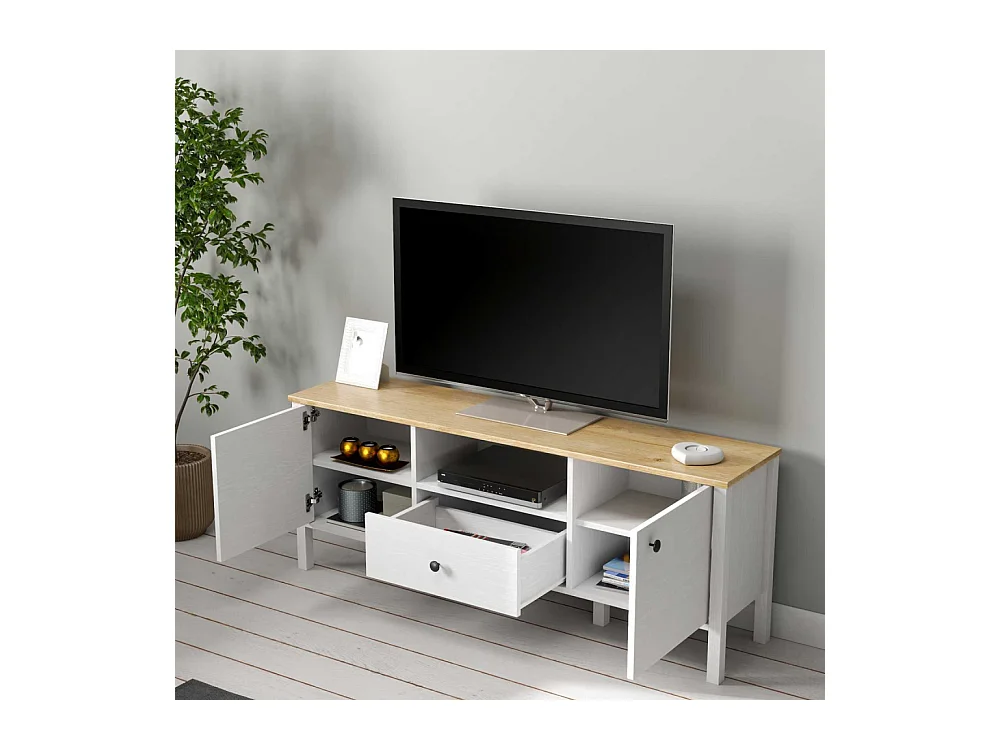 Meuble TV en aggloméré Frannie Modèle 1 : 150 x 35 x 58 cm