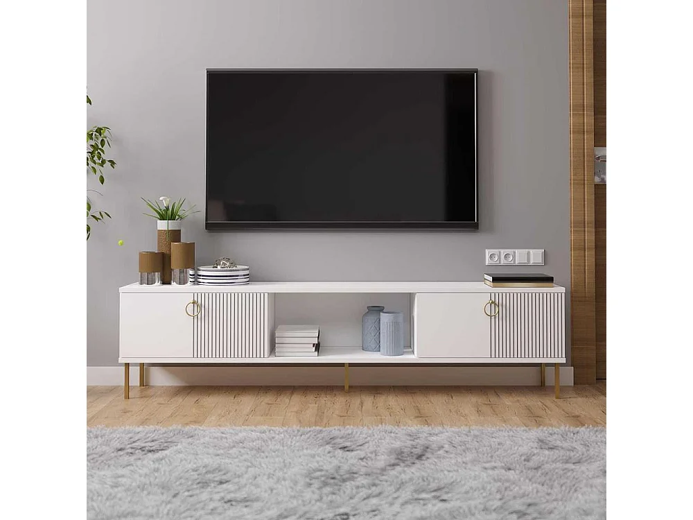 Soporte para TV – 180 cm x 45 cm x 30 cm – Blanco – MDF