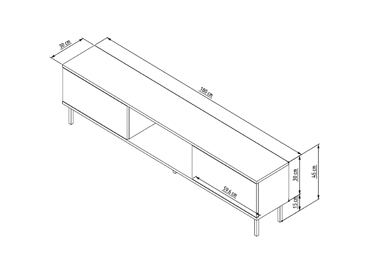 Soporte para TV – 180 cm x 45 cm x 30 cm – Blanco – MDF