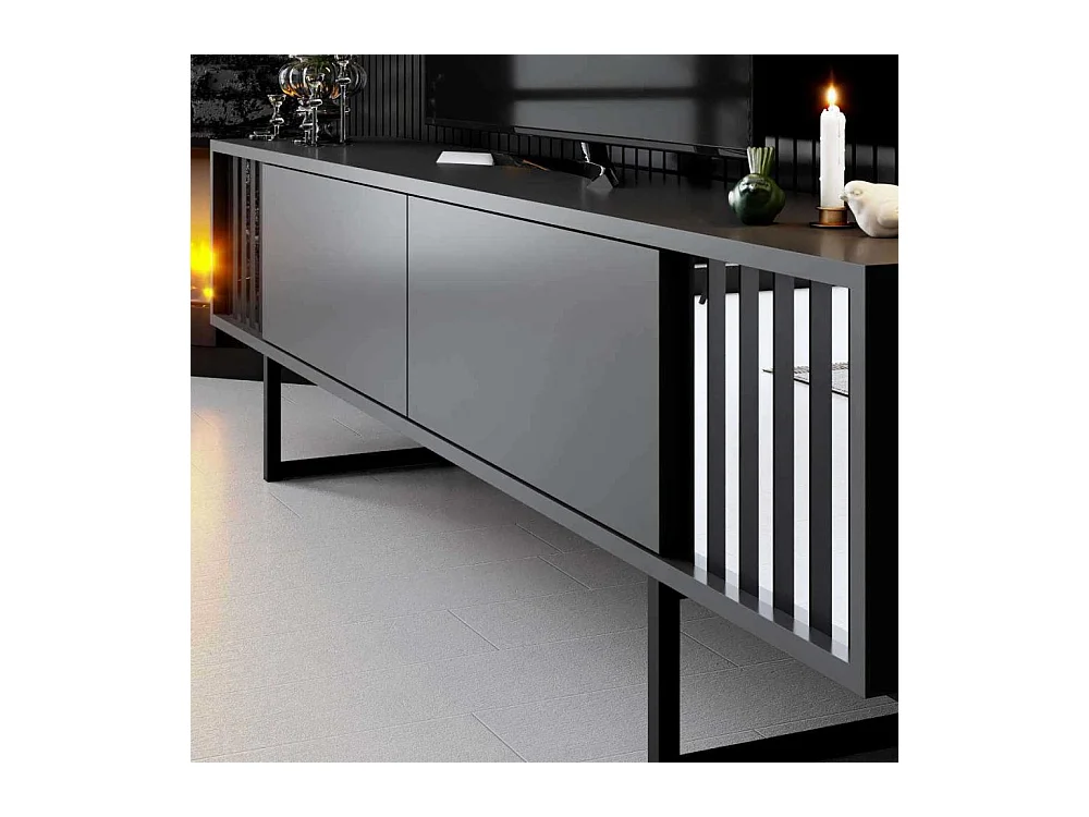 Meuble TV en aggloméré et métal Chrome Line