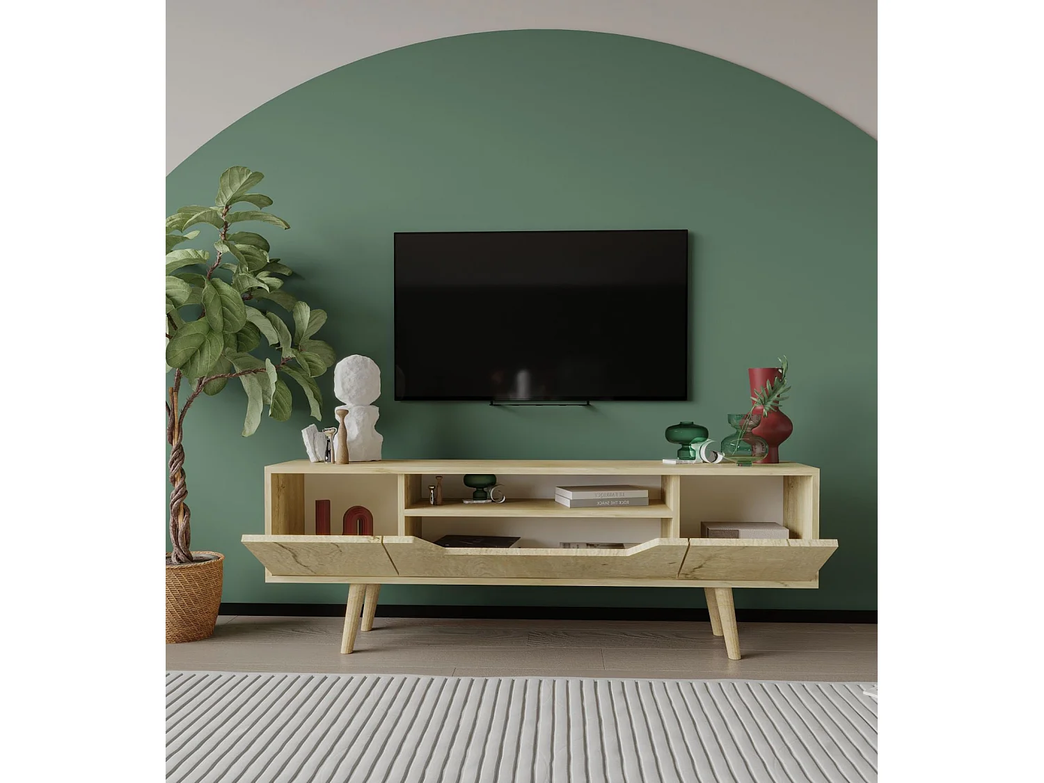 Meuble TV en aggloméré 150 x 29.8 x 53 cm Roma