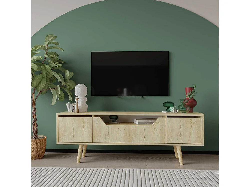 Mueble de TV – 150 cm – Roble Zafiro – Tablero aglomerado revestido de melamina