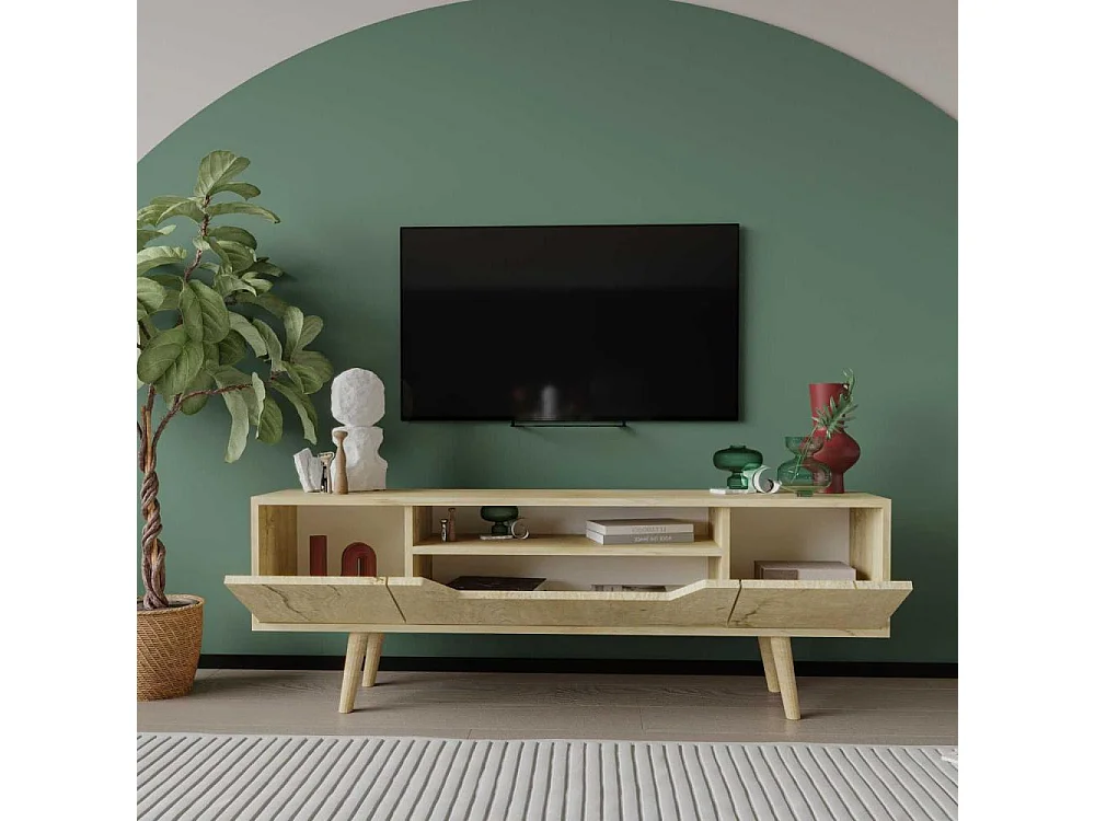 Mueble de TV – 150 cm – Roble Zafiro – Tablero aglomerado revestido de melamina