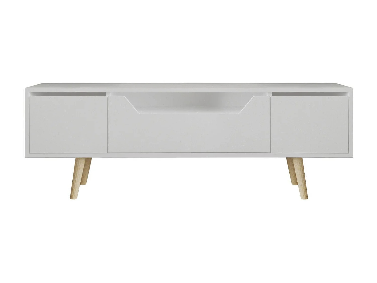 Mueble TV – 150 cm – Blanco – Aglomerado y Madera