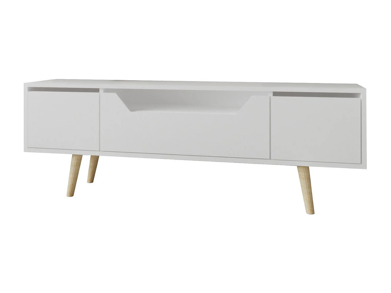 Mueble TV – 150 cm – Blanco – Aglomerado y Madera