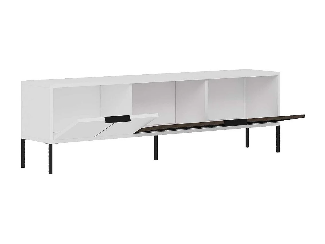 Mueble de TV – 150 cm x 45 cm x 30 cm – Blanco y Nogal – MDF