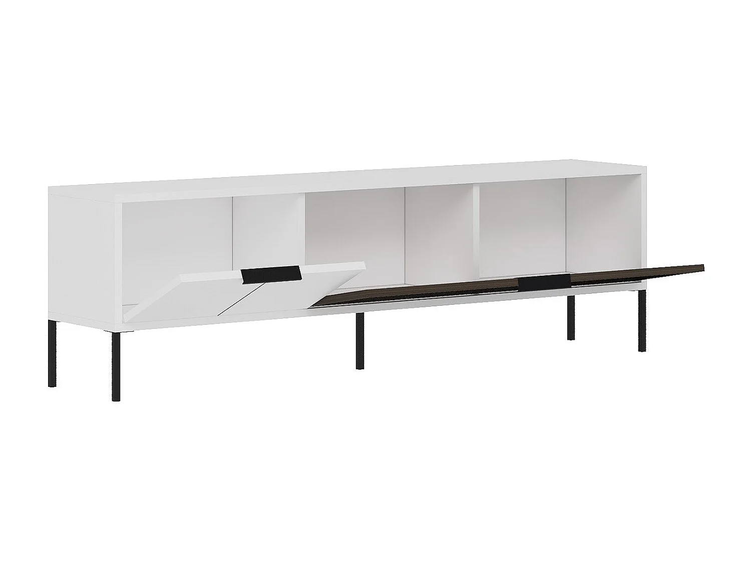 Mueble de TV – 150 cm x 45 cm x 30 cm – Blanco y Nogal – MDF