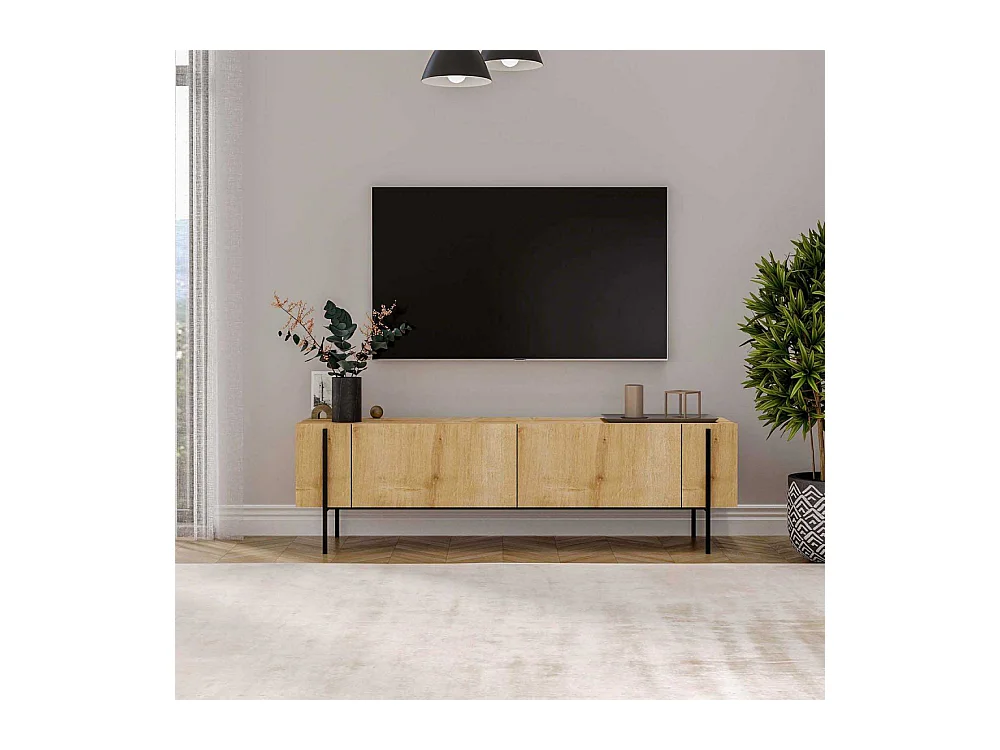 Meuble TV en aggloméré et métal Herman