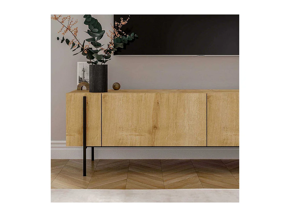 Meuble TV en aggloméré et métal Herman