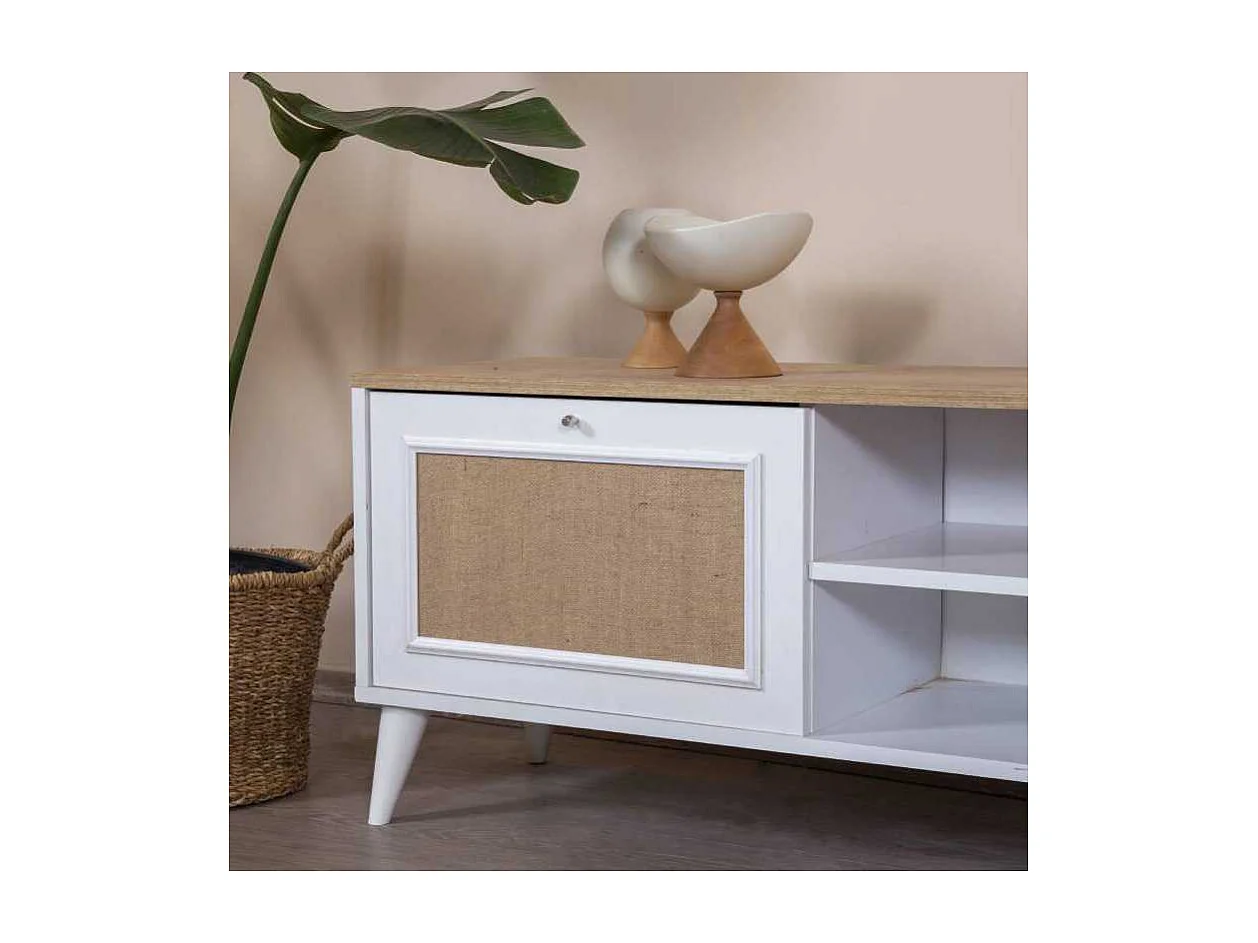 Móvel de TV – 55 cm x 180 cm x 41 cm – Branco e Carvalho – MDF