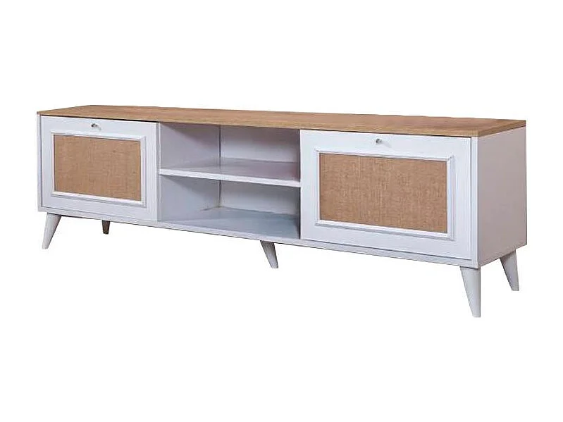 Móvel de TV – 55 cm x 180 cm x 41 cm – Branco e Carvalho – MDF