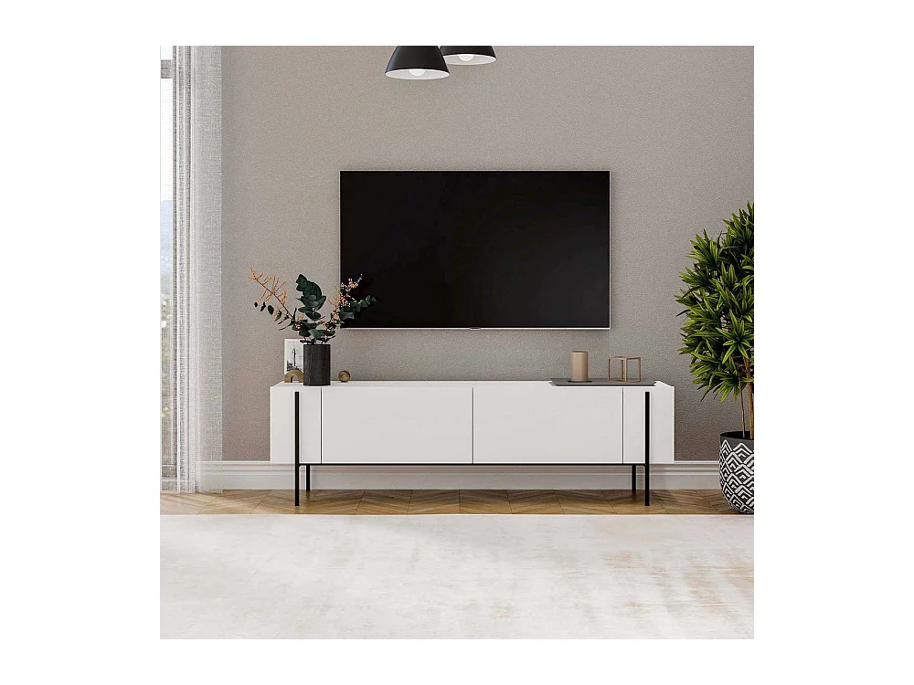 Meuble TV en aggloméré et métal Herman