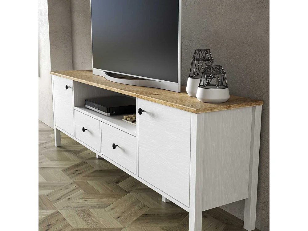 Meuble TV en aggloméré Frannie Modèle 4 : 180 x 35 x 58 cm