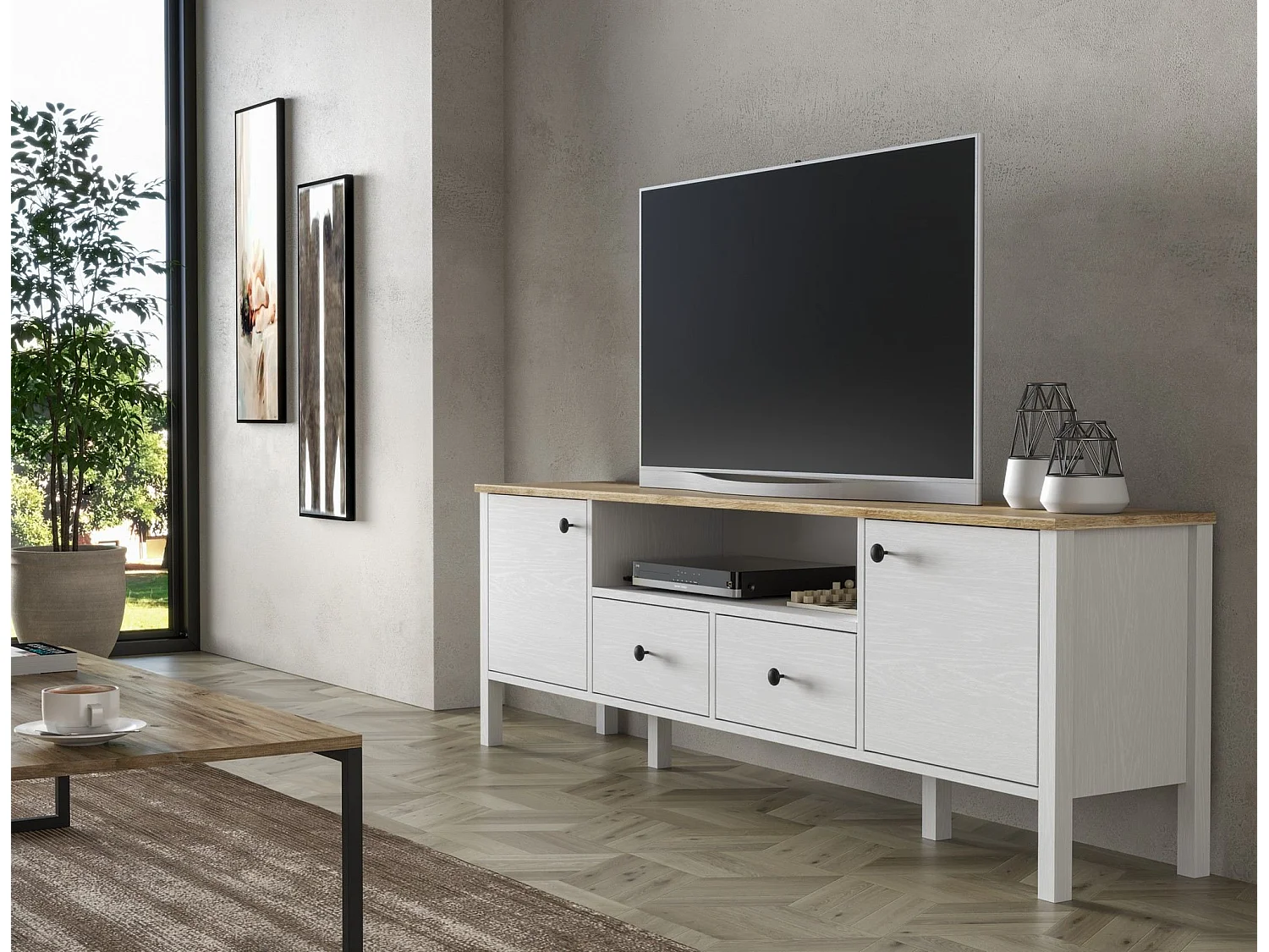 Móvel de TV – 180 cm x 58 cm x 35 cm – Branco – MDF