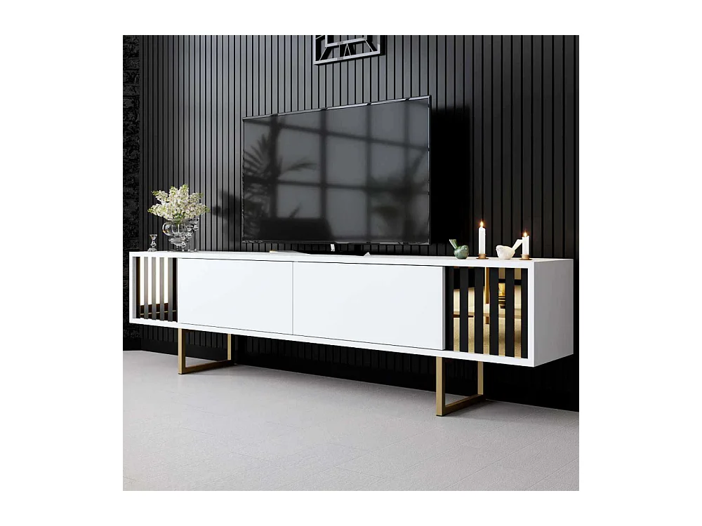 Meuble TV en aggloméré et métal Gold Line