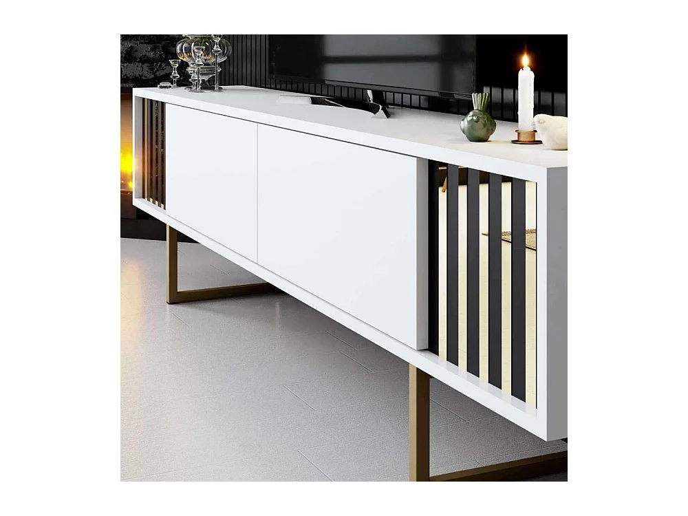 Meuble TV en aggloméré et métal Gold Line