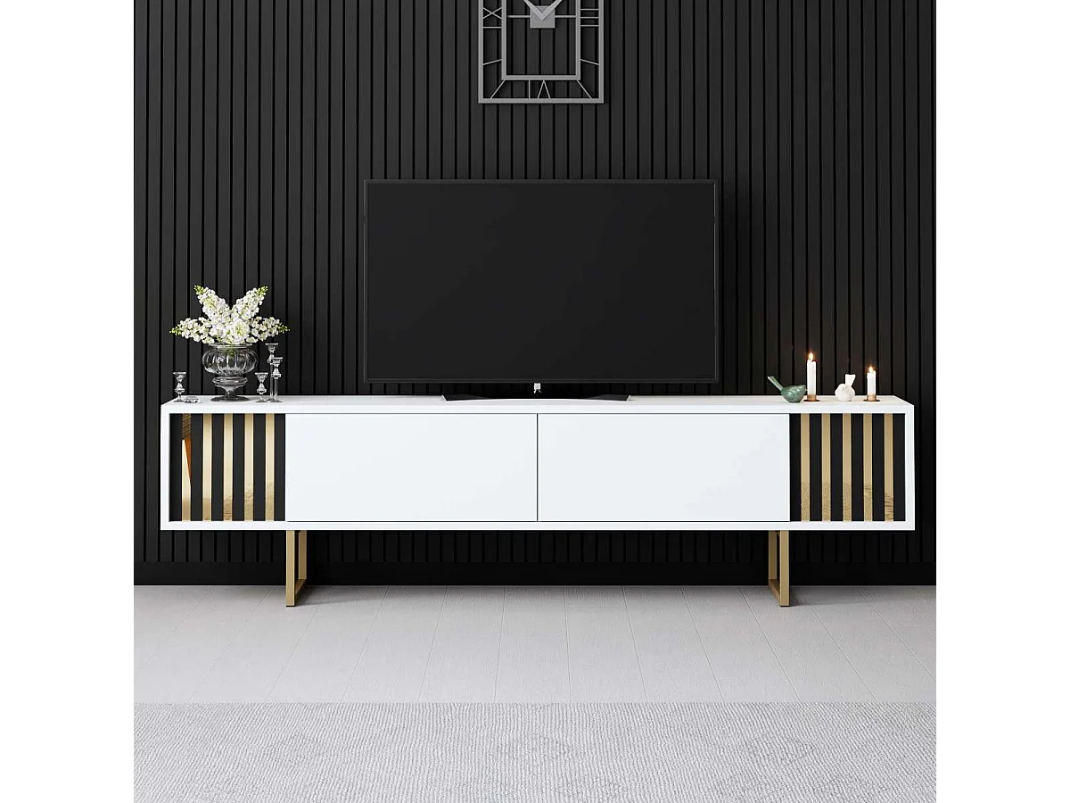 Meuble TV en aggloméré et métal Gold Line