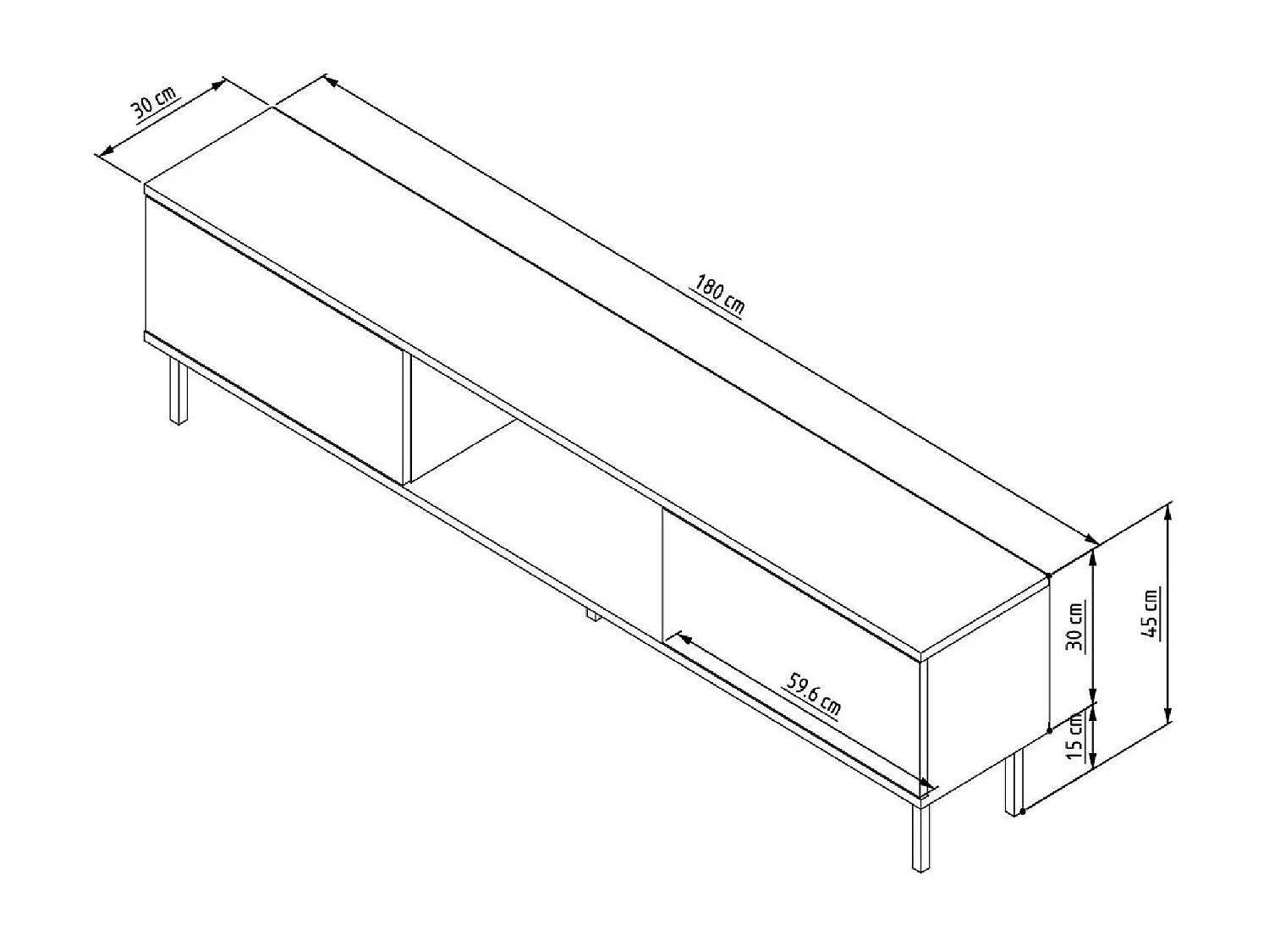Mueble de TV – 180 cm x 45 cm x 30 cm – Nogal – MDF