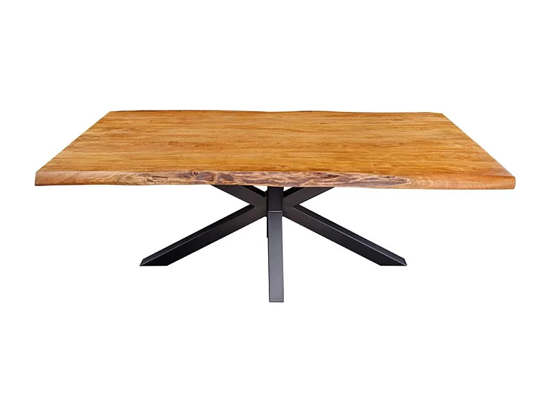 Table ARKAYA – Bois massif d'acacia verni et métal noir – 200 cm – Style industriel
