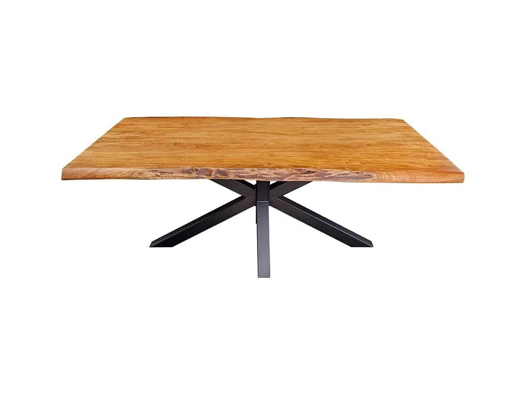 Table ARKAYA – Bois massif d'acacia verni et métal noir – 200 cm – Style industriel