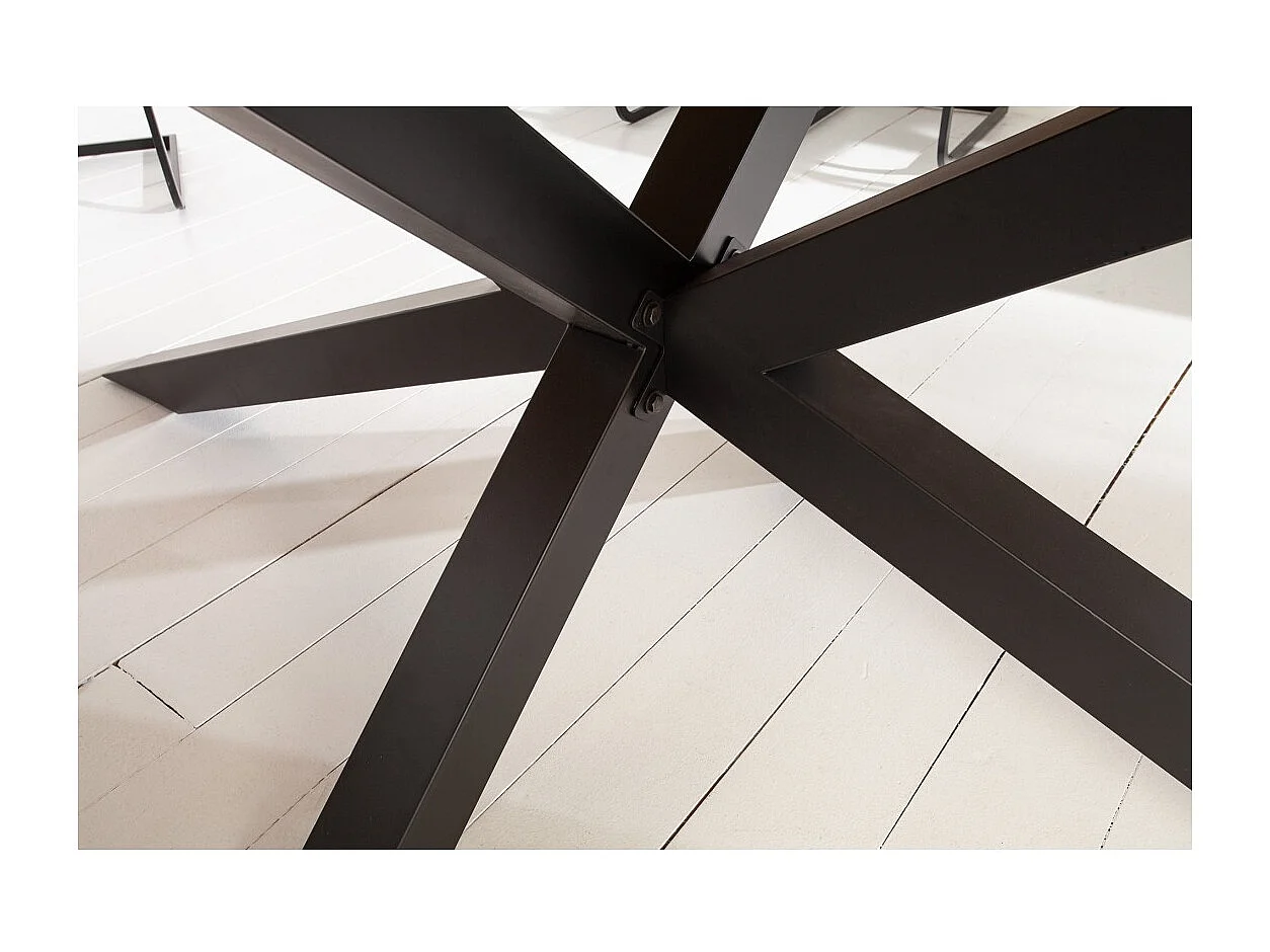 Table de salle à manger SOLARA – Bois de pin recyclé et métal noir – 200 cm – Plateau épais 60 mm – Style industriel