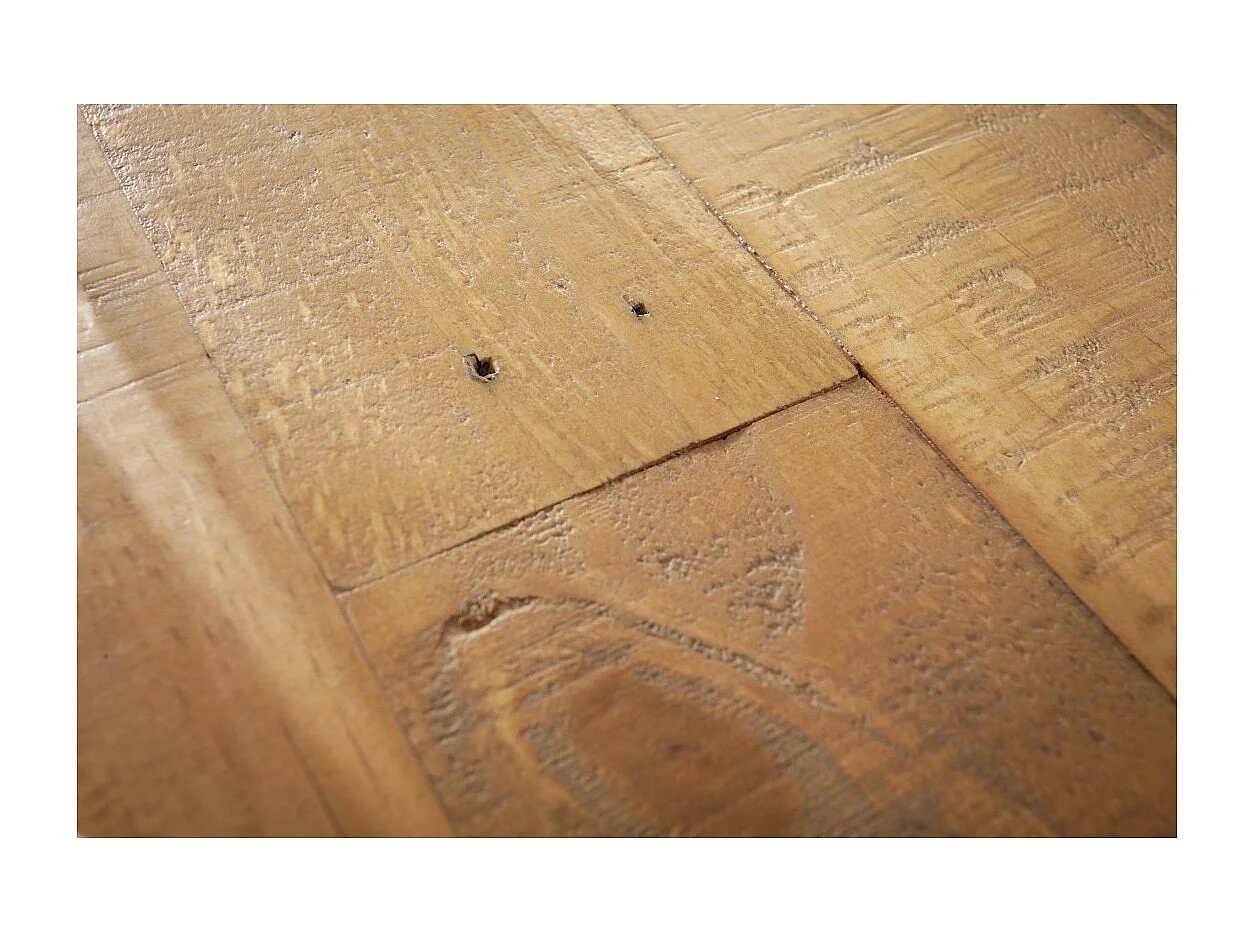 Table de salle à manger SOLARA – Bois de pin recyclé et métal noir – 200 cm – Plateau épais 60 mm – Style industriel