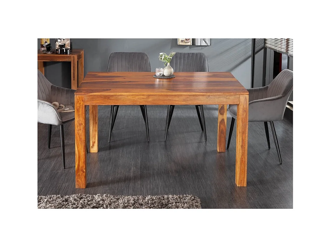 Table TAVINA – Bois massif de sheesham – 135 cm – Plateau épais 97 mm – Style rustique