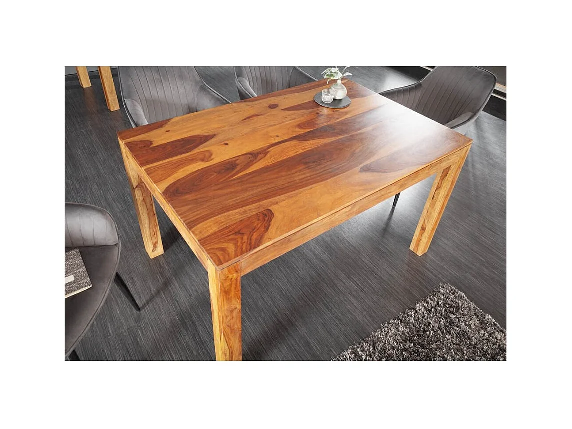 Table TAVINA – Bois massif de sheesham – 135 cm – Plateau épais 97 mm – Style rustique