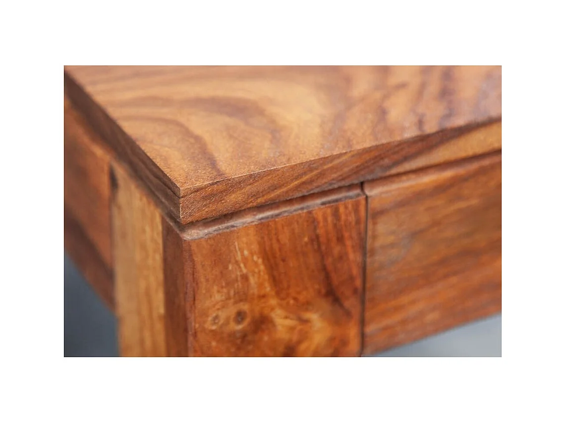 Table TAVINA – Bois massif de sheesham – 135 cm – Plateau épais 97 mm – Style rustique