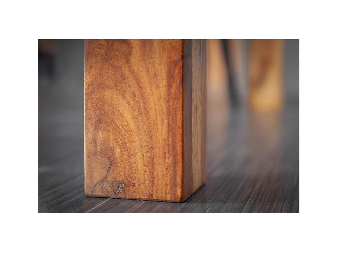Table TAVINA – Bois massif de sheesham – 135 cm – Plateau épais 97 mm – Style rustique