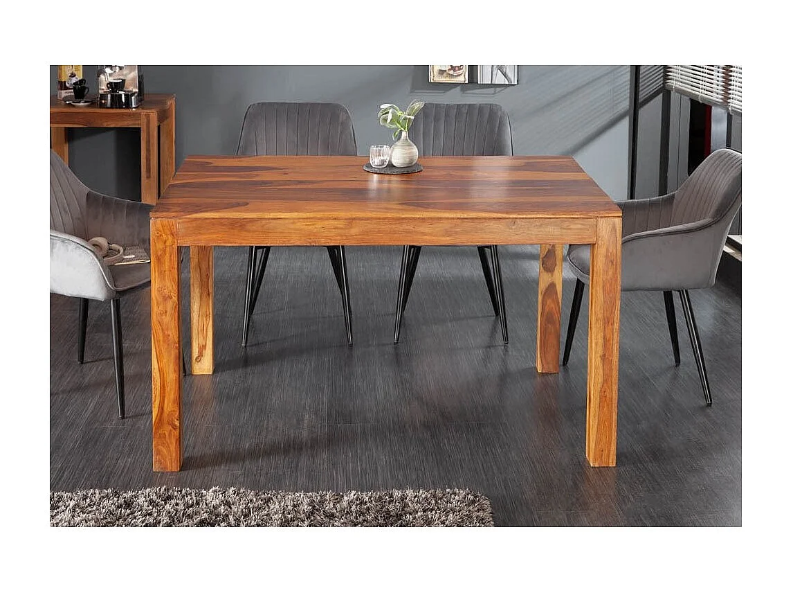 Table TAVINA – Bois massif de sheesham – 135 cm – Plateau épais 97 mm – Style rustique