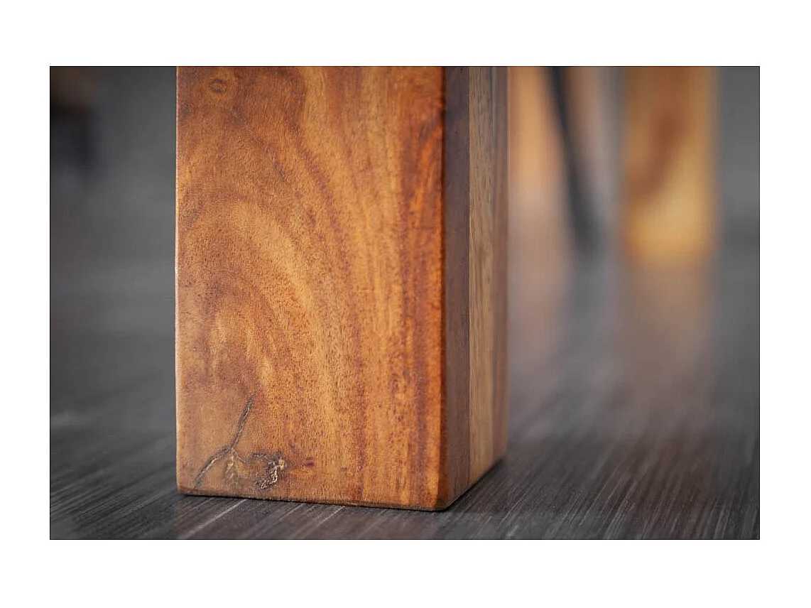 Table TAVINA – Bois massif de sheesham – 135 cm – Plateau épais 97 mm – Style rustique