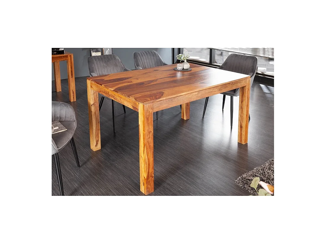 Table TAVINA – Massivholz Sheesham – 135 cm – Platte Stärke 97 mm – Rustikaler Stil