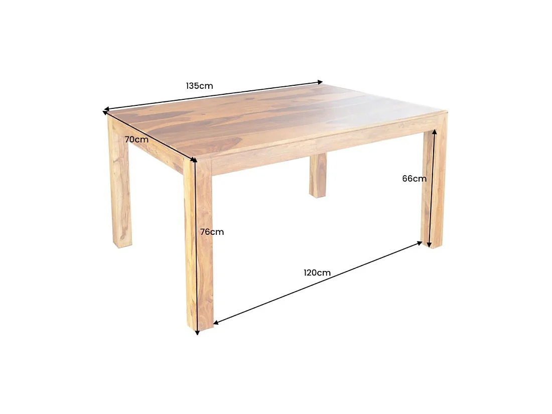 Table TAVINA – Massivholz Sheesham – 135 cm – Platte Stärke 97 mm – Rustikaler Stil