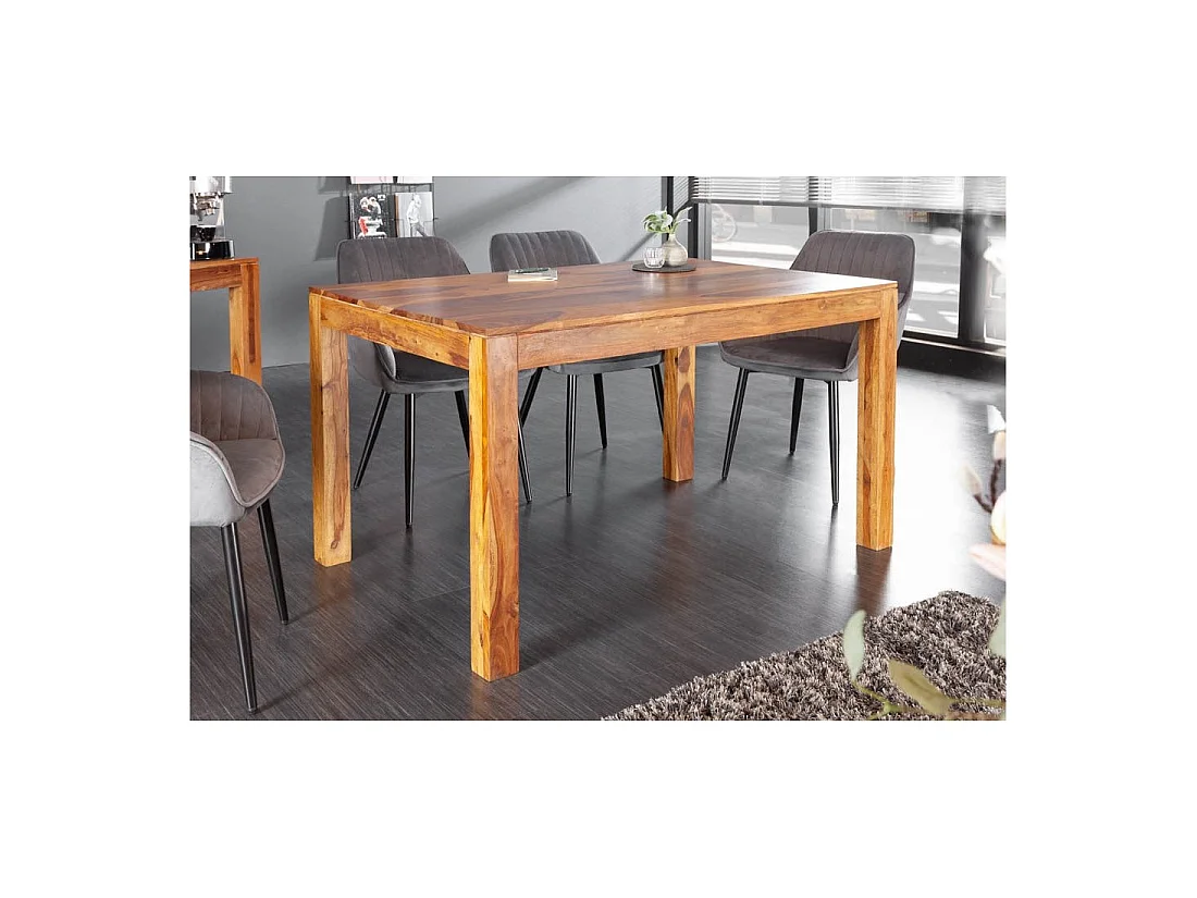 Table TAVINA – Massivholz Sheesham – 135 cm – Platte Stärke 97 mm – Rustikaler Stil