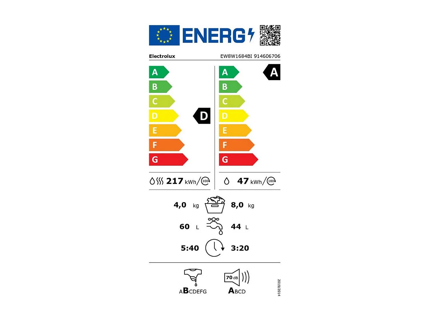 Electrolux Lave-linge séchant intégrable 8/4kg 1600 tours/min - EW8W1684BI