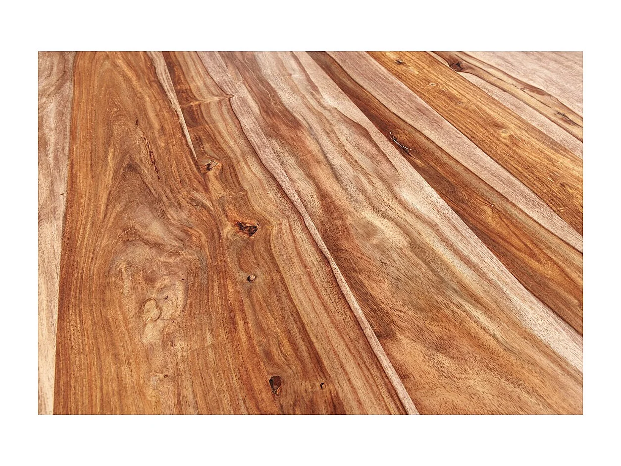 Table ARKAYA – Bois massif de sheesham verni et métal noir – 200 cm – Plateau épais 35 mm – Style industriel