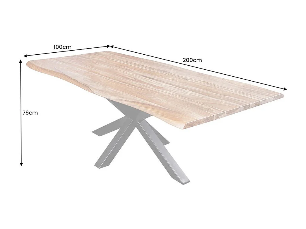 Table ARKAYA – Bois massif de sheesham verni et métal noir – 200 cm – Plateau épais 35 mm – Style industriel